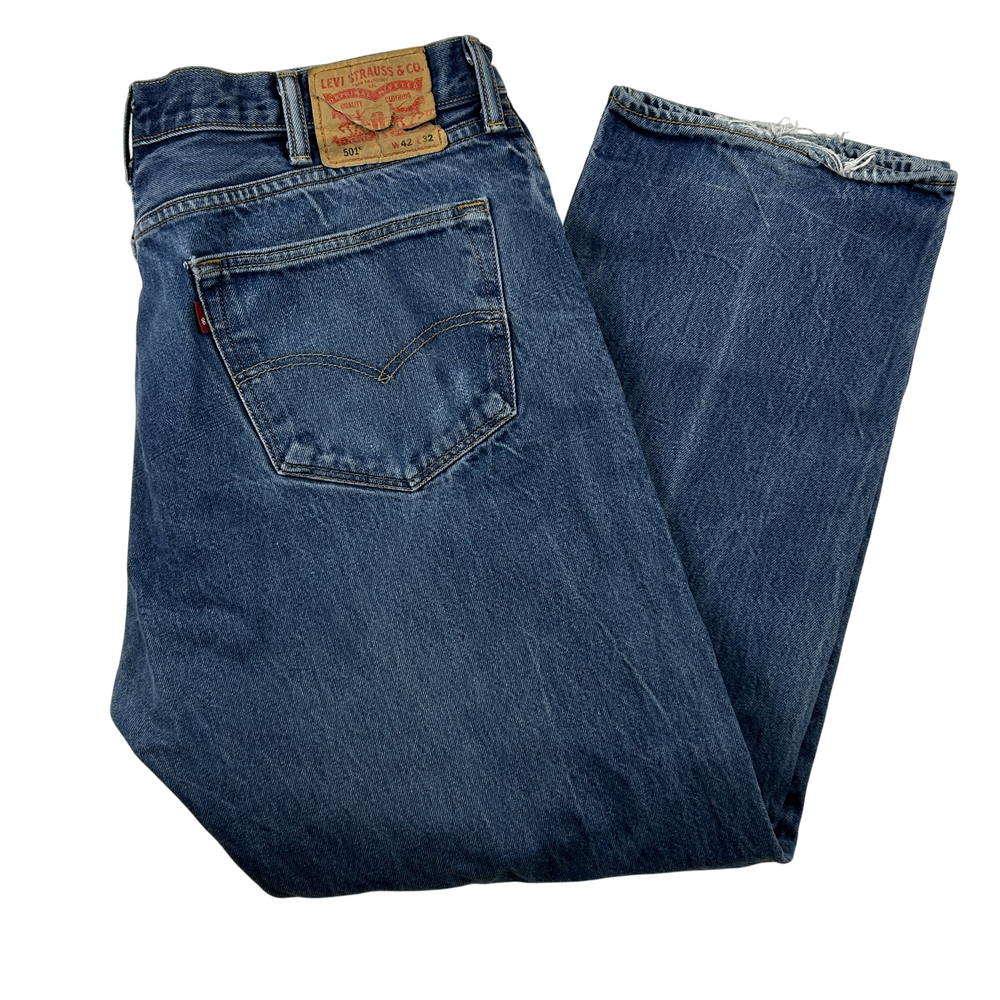 Vtg Levis 501 Jeans Mens 40x30 Button Fly Medium Wash Distressed Denim 90s Y2K